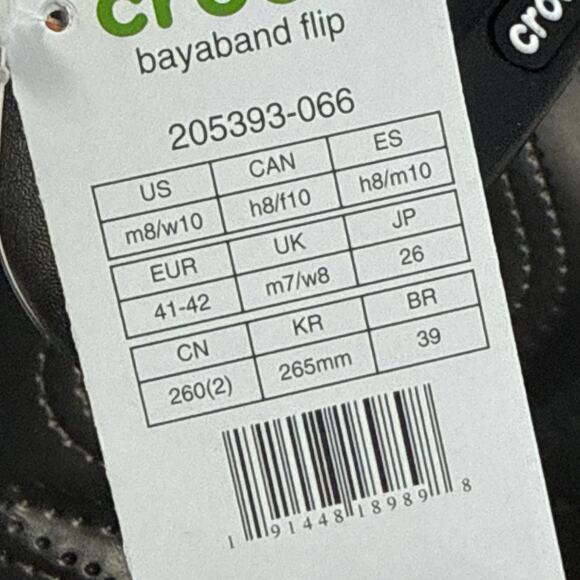 Crocs Flip Flops Men Sandals Black-White Water Friendly Lightweight SZ/ M-8 W-10 - Picture 10 of 10